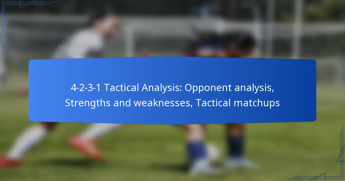 4-2-3-1 Tactical Analysis: Opponent analysis, Strengths and weaknesses, Tactical matchups