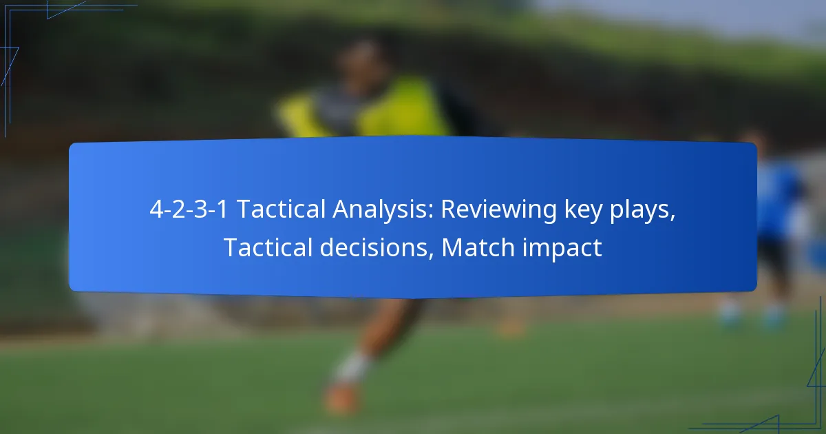 4-2-3-1 Tactical Analysis: Reviewing key plays, Tactical decisions, Match impact