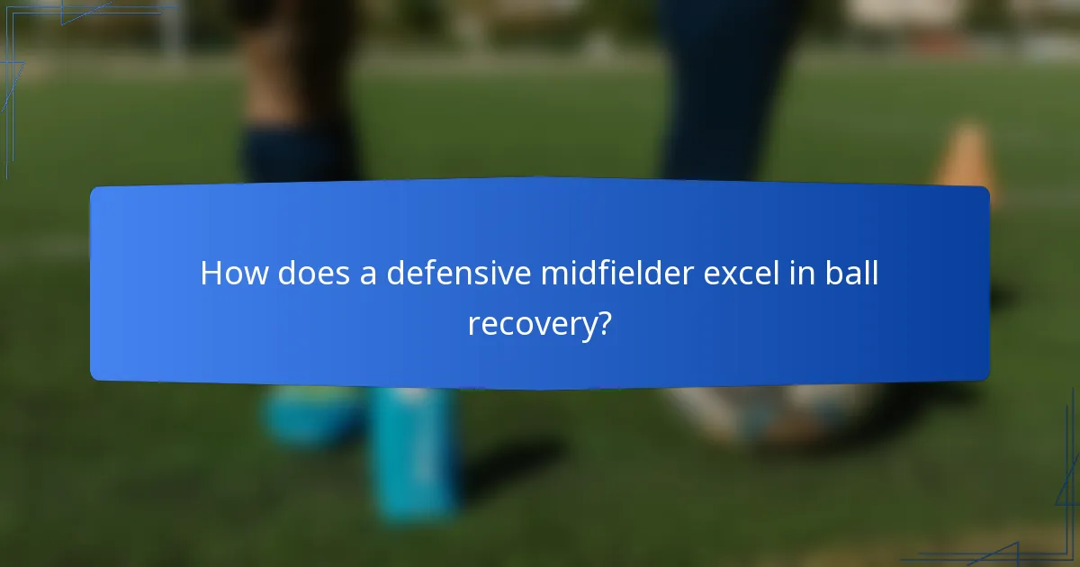 How does a defensive midfielder excel in ball recovery?