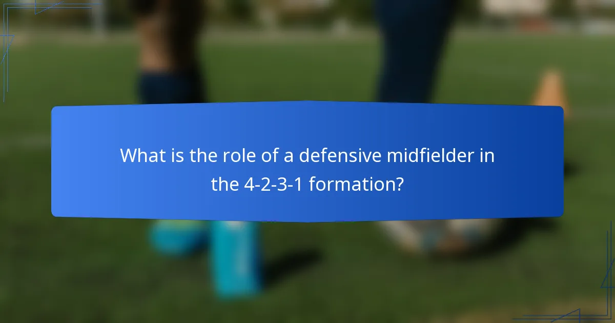 What is the role of a defensive midfielder in the 4-2-3-1 formation?